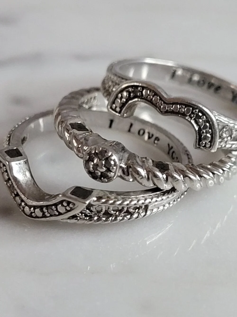 Womens Vintage Estate Sterling Silver Diamond Heart Ring 6.8g #E3641